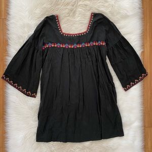 Natural Life Black Embroidered Babydoll Dress XL